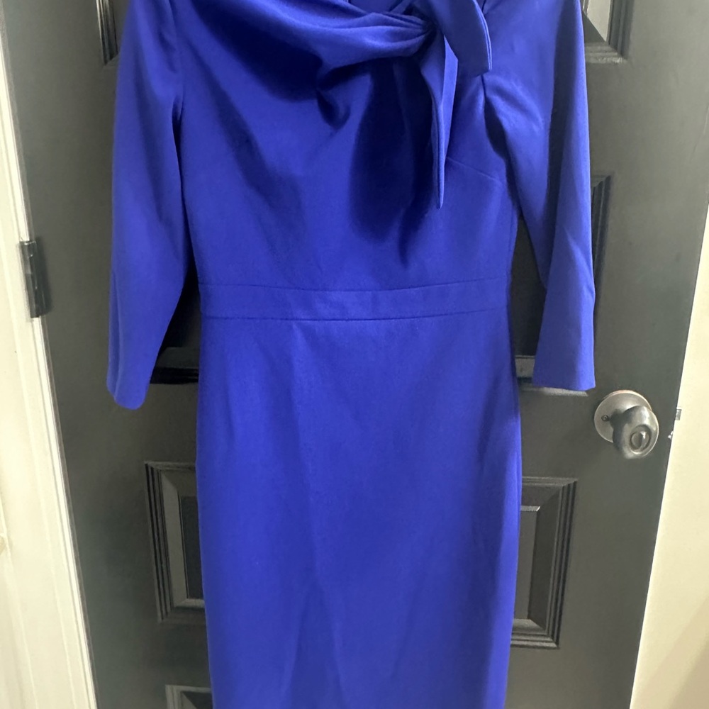Calvin Klein Blue Sheath Dress with Cowl Neck - Picture 2 of 7